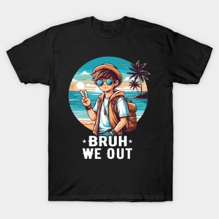 Bruh We Out I'm Leaving End School Retro Rainbow Sunglasses T-Shirt